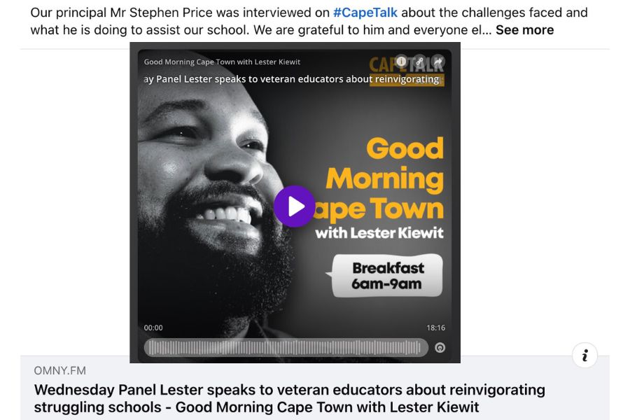 Principal on CapeTalk: challenges and solutions